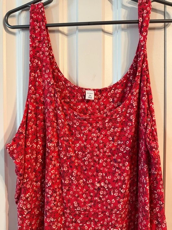 Old Navy Red Floral Midi Tank Dress - Picture 3 of 5